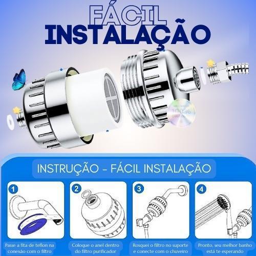 Filtro Água Chuveiro Anticloro Zeólita Vit C Carvão Ativado