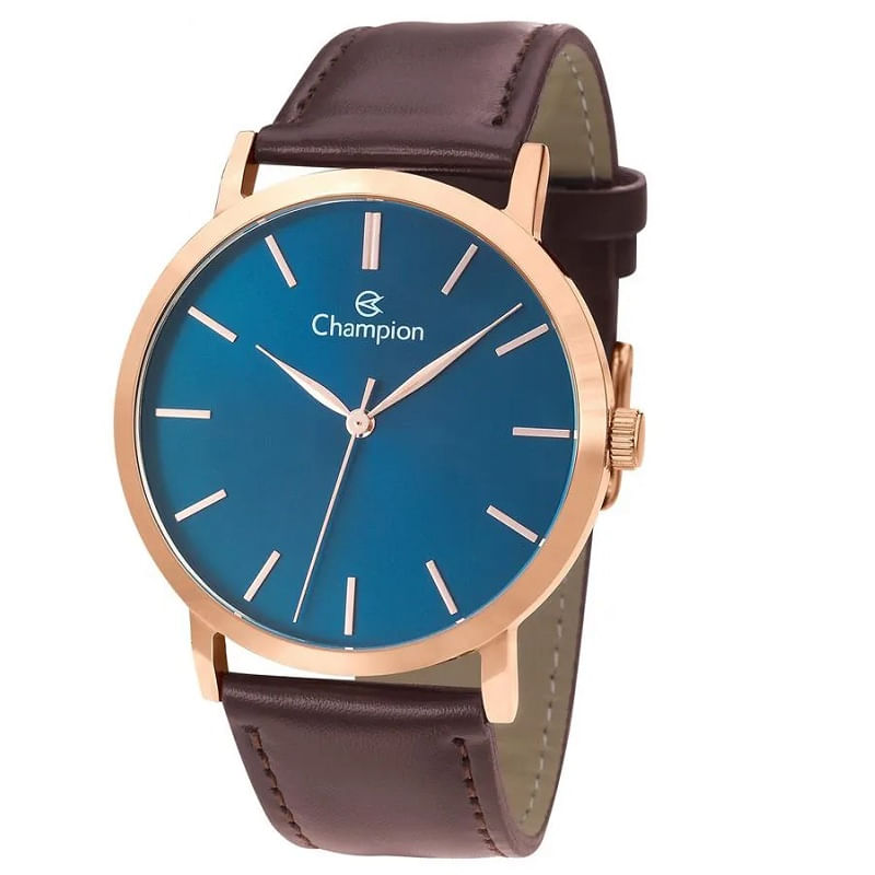 Miniatura Relógio Masculino Champion Analógico Couro Marrom CN20677A