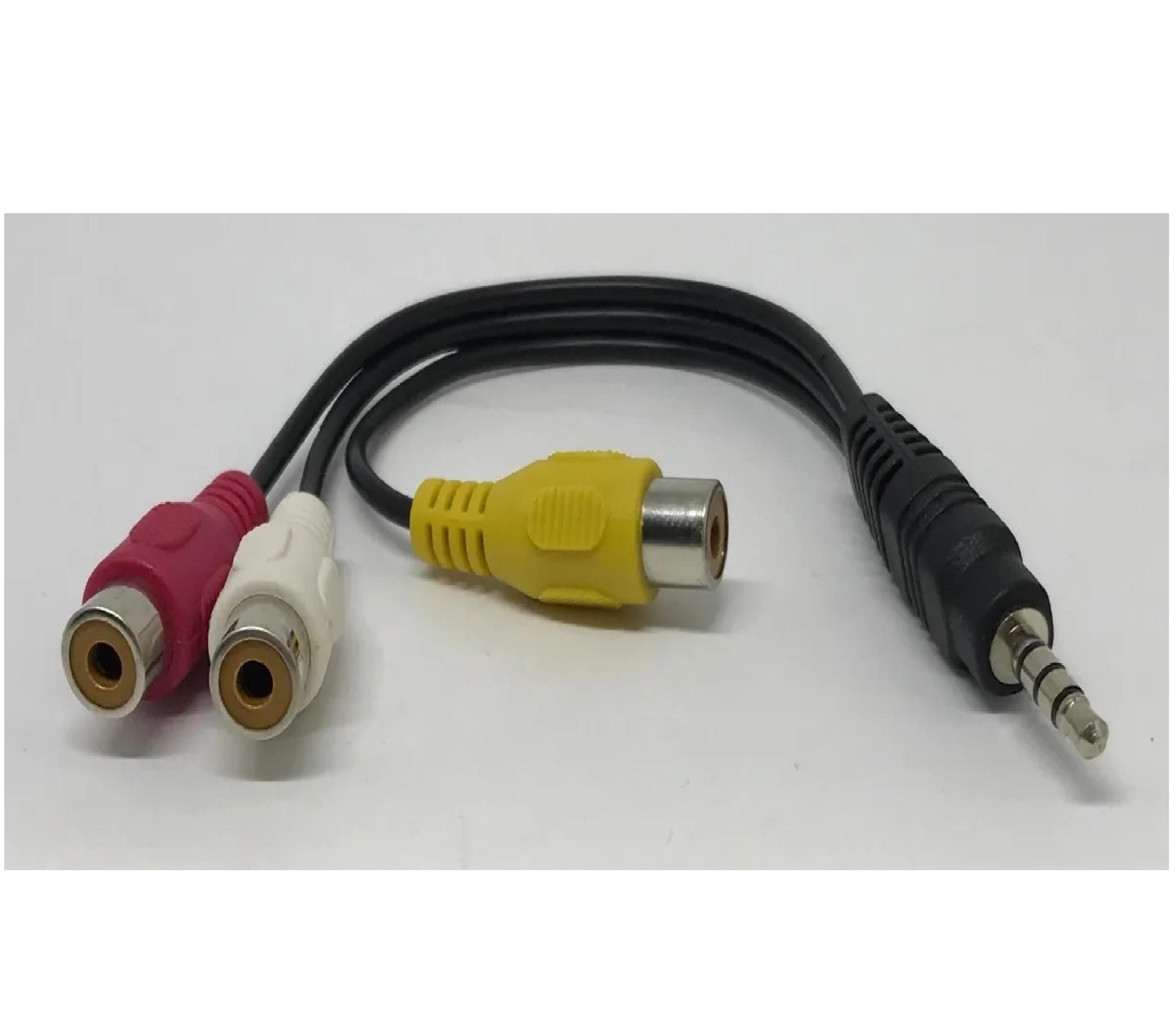 Miniatura Cabo De Áudio P3 Para 3Rca Fêmea Estéreo 20Cm Mb71165 Mbtech 20 cm - P3 - RCA Fêmea - 1 entrada - 3 saídas - P3 x RCA Fêmea