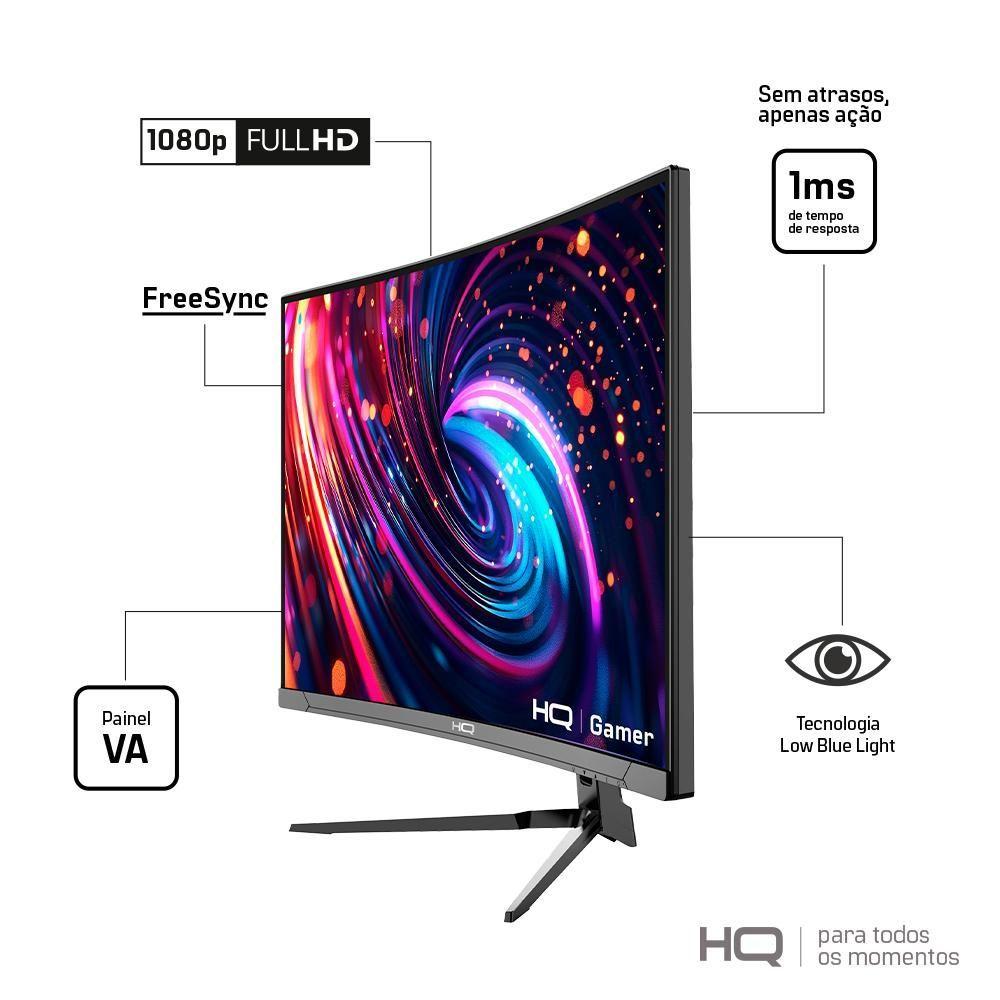 Monitor Gamer 27 Curvo 1ms 180Hz AMD FreeSync Full HD HDMI DP Frameless HQ Premium HQ27C18