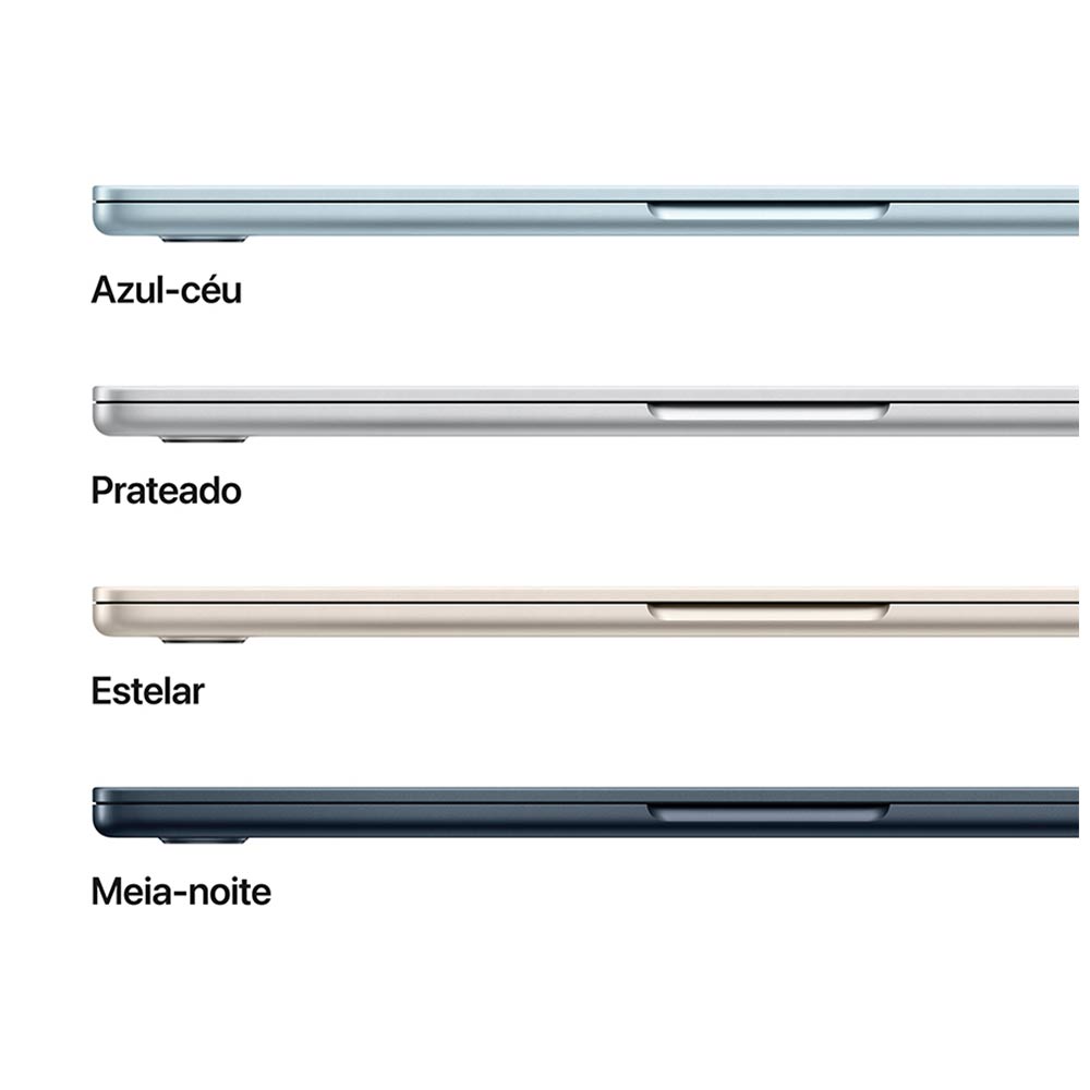 Miniatura Notebook Apple MacBook Air 13,6" M4 (CPU de 10 núcleos, GPU de 10 núcleos, 24GB RAM, 512GB SSD) - Meia-noite Bivolt
