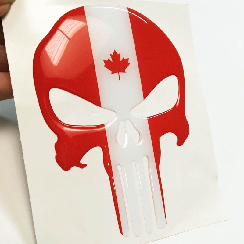 Miniatura Adesivo Resinado Caveira O Justiceiro Canadá Carro Moto