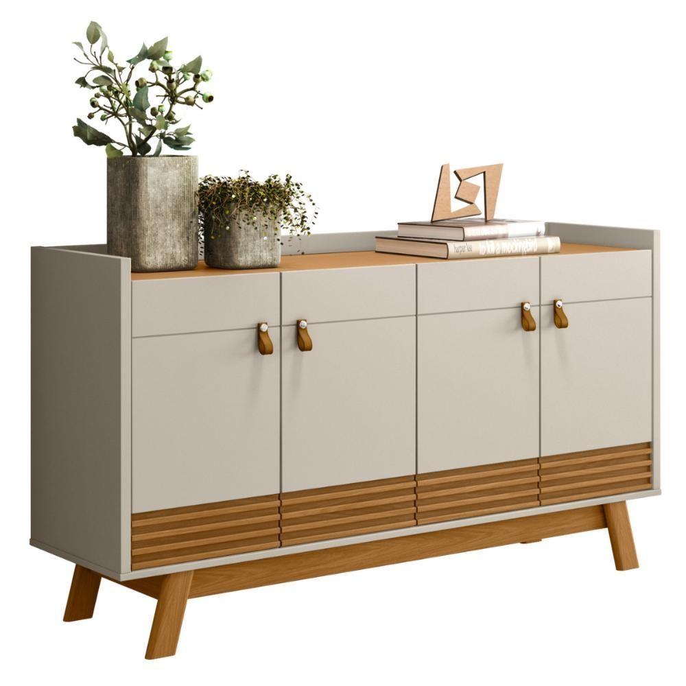 Miniatura Buffet Aparador Ripado Estilo Retrô Tucson Nature Off-white