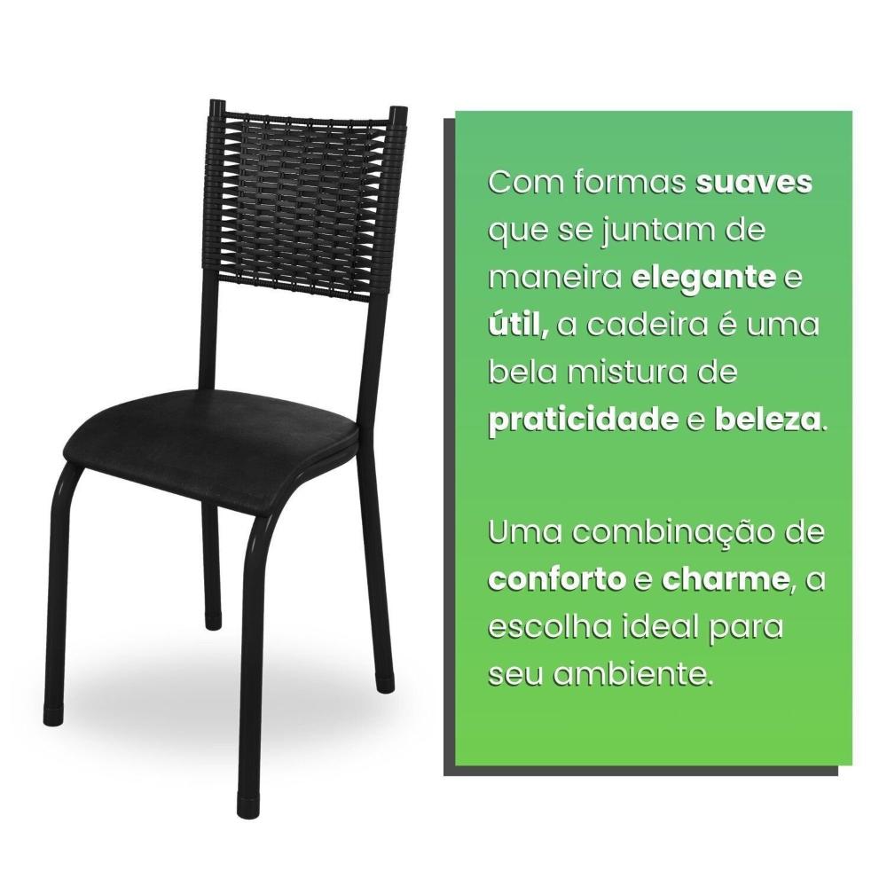 Miniatura Kit com 06 Cadeiras Mariana 100cm X 48cm X 39cm Preto