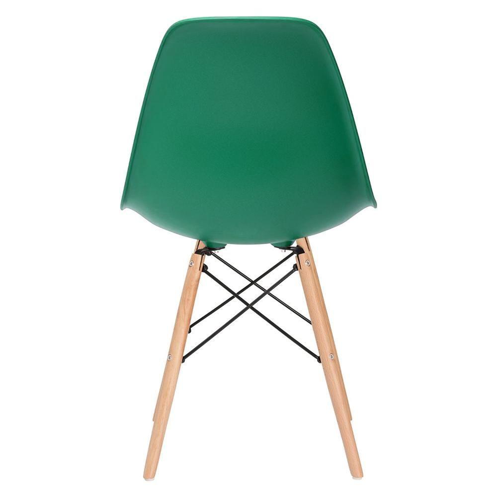 Mesa Redonda Eames Com Tampo De Vidro 100 Cm + 3 Cadeiras Eiffel Dsw Verde Escuro
