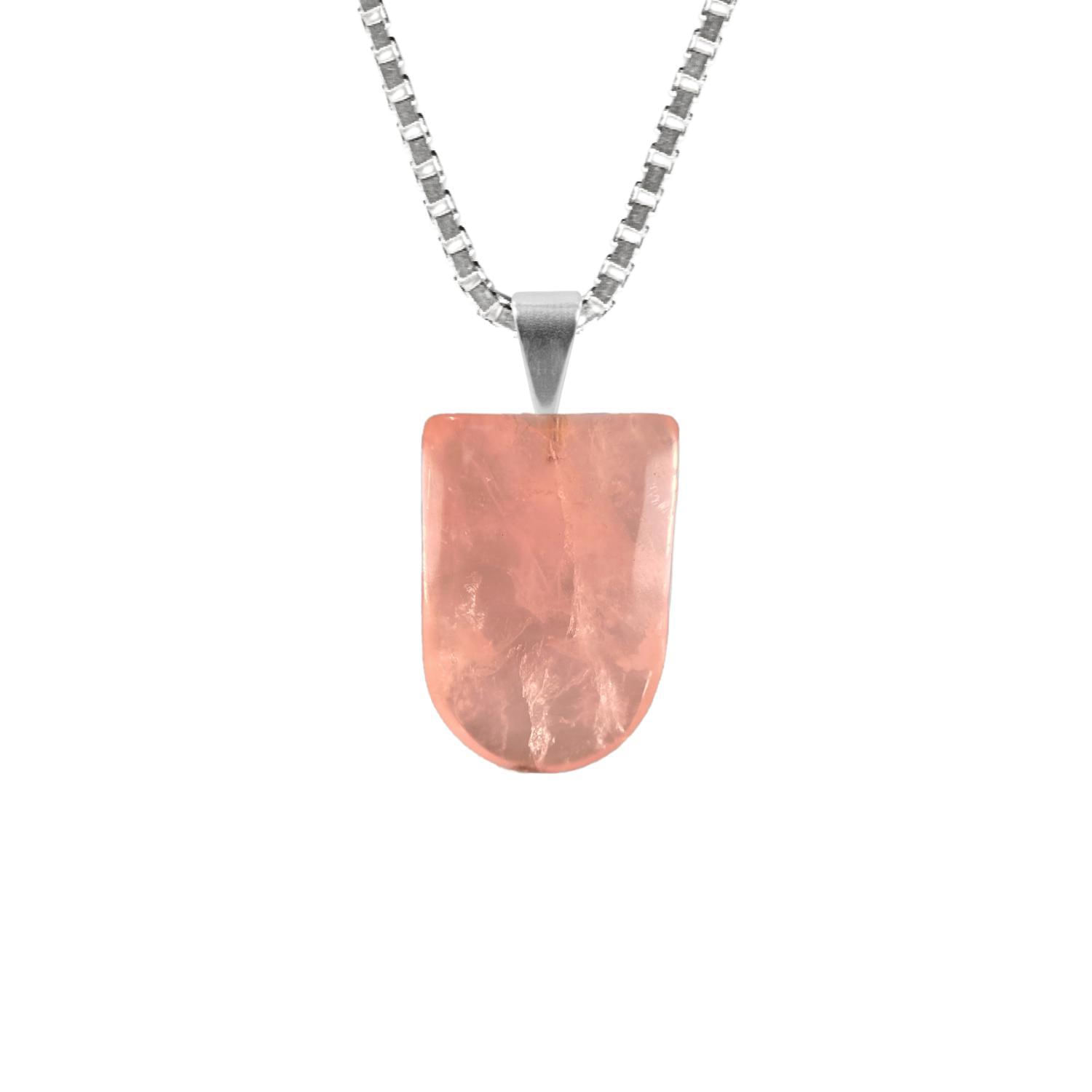 Miniatura Colar Prata 925 Quartzo Rosa Medalha Verdadeiro - P. Vecchio
