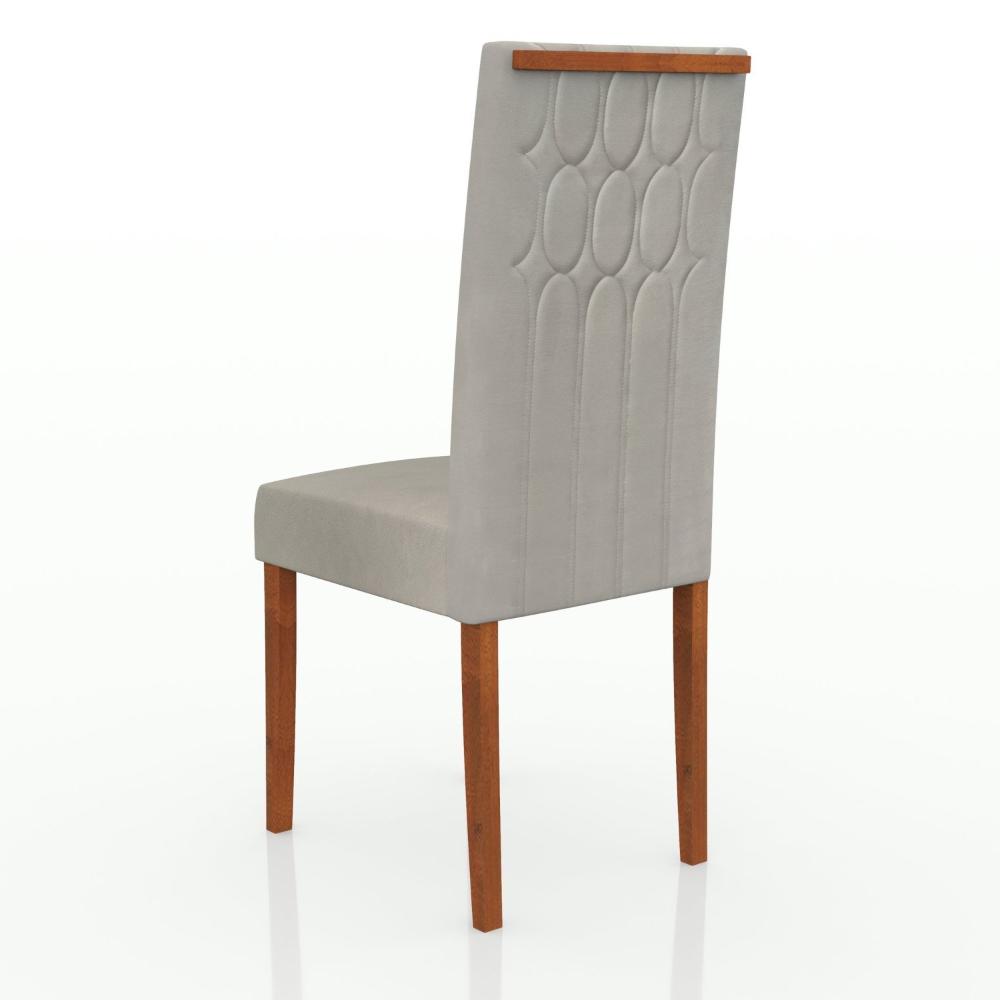 Conjunto Sala de Jantar 6 Lugares Madeira Eucalipto Ametista Móveis Meneghetti Caramelo/Bege Claro