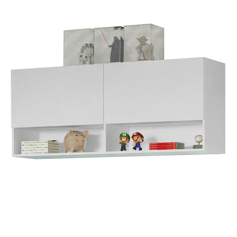 Miniatura Armário Aéreo para Quarto com Nicho e Prateleira 120cm Branco Madesa Branco