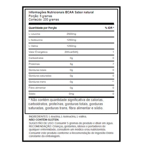 Miniatura Bcaa 2:1:1 Growth 200G Suplemento Alimentar Academia Esporte