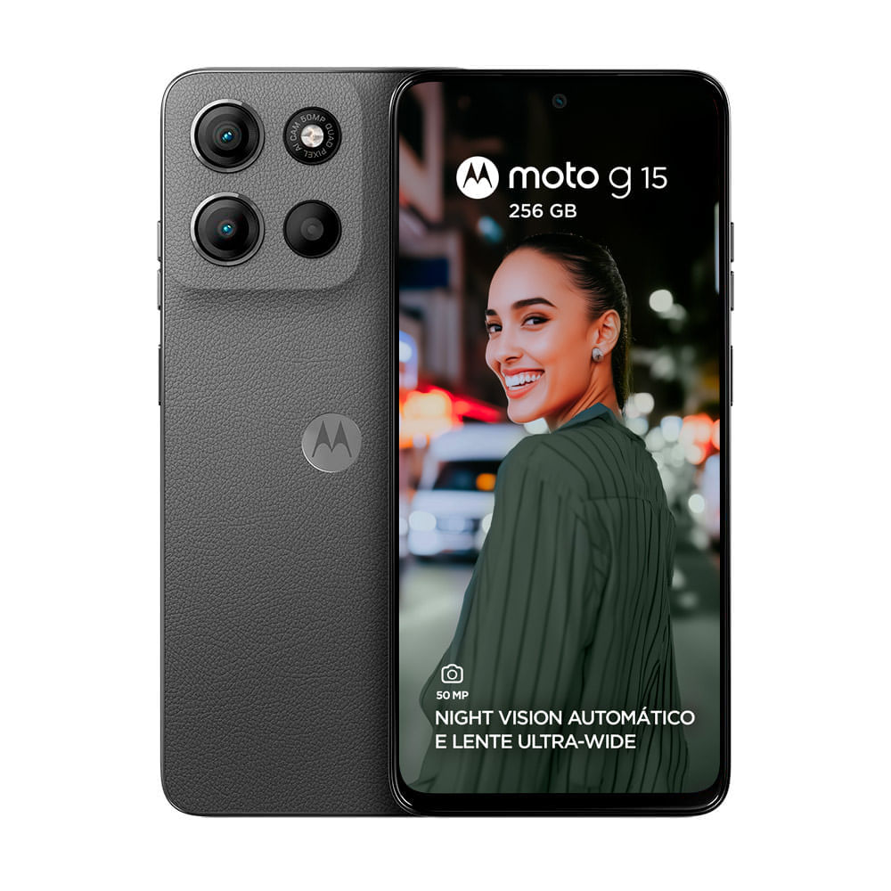 Miniatura Smartphone Motorola Moto G15 256Gb Dual Chip 4G Tela 6.7" Câmera Dupla 50MP+5MP Grafite