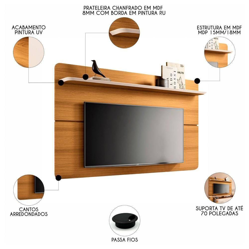 Miniatura Painel Tv Suspenso 70 Pol 180cm Hera H01 Cinamomo-off - Mpozenato