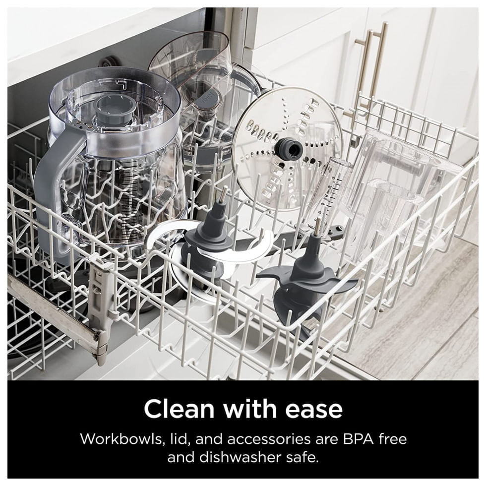 Ninja NF701 Processador de Alimentos 2,8L com 4 Funções 2 Lâminas e 2 Discos, 1200W, 110V, Cinza