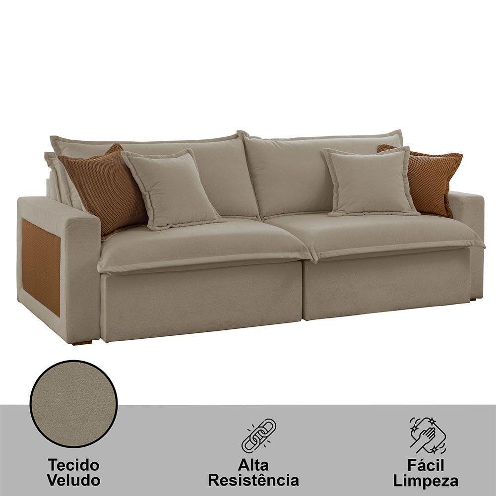 Sofá Dallas Veludo Dois Módulos De 120cm B15 Meu Sofá Online B002 Veludo Capuccino
