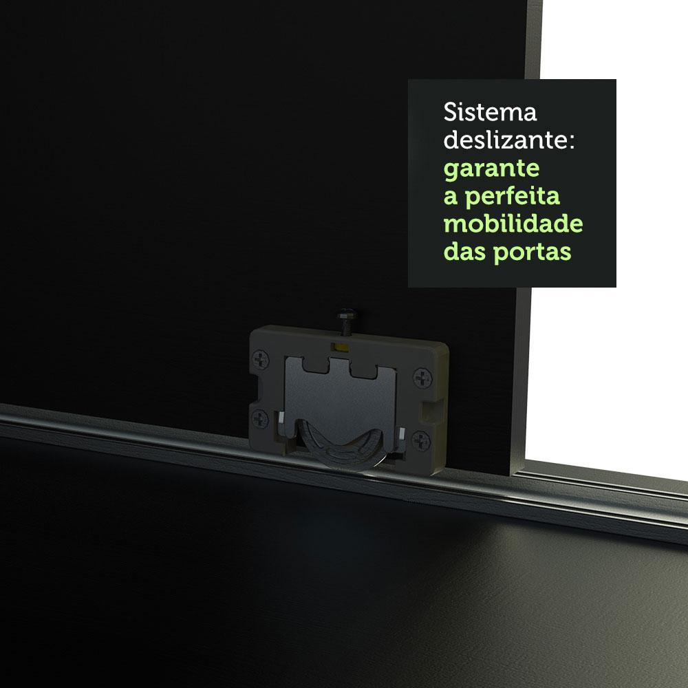 Guarda-Roupa Casal Madesa Kansas 3 Portas de Correr 3 Gavetas Preto