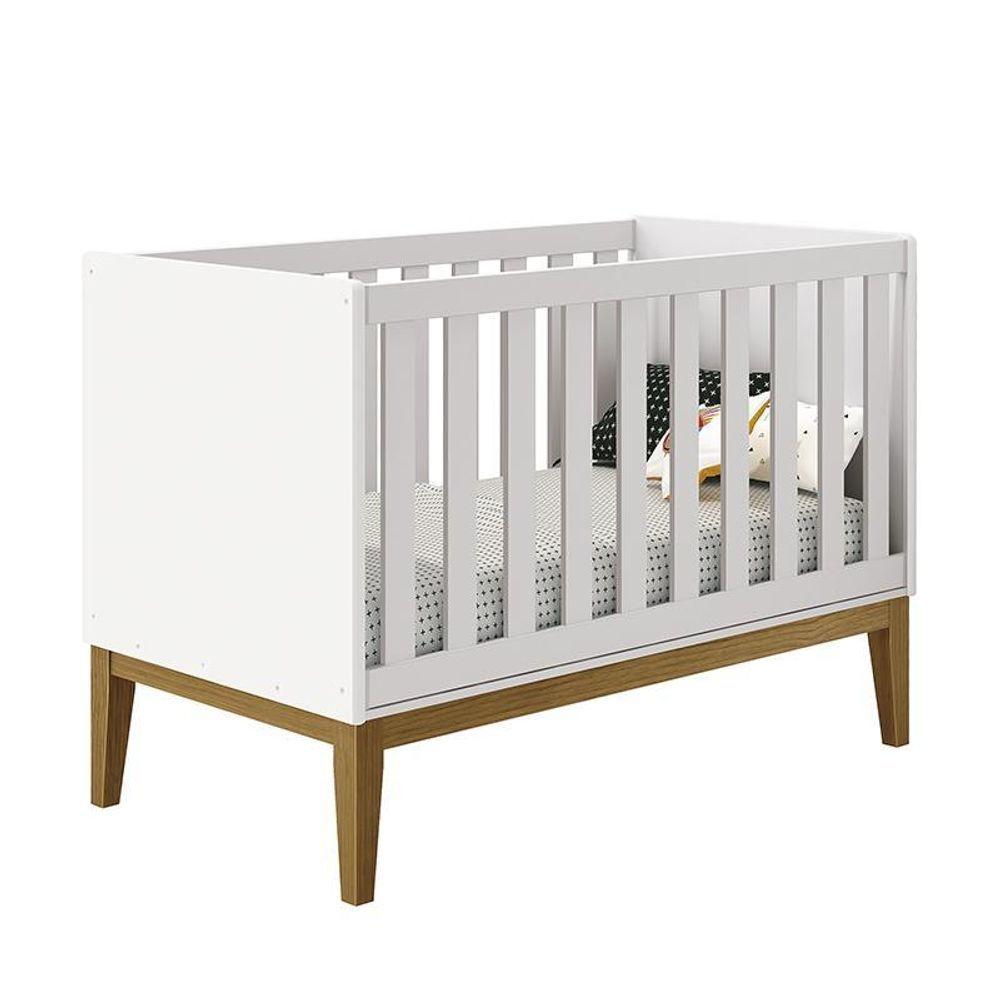 Miniatura Berço Mini Cama Classic Branco Fosco Com Pés Amadeirado - Reller Móveis Branco Fosco