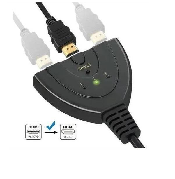 Miniatura Hub Switch 03 Portas Hdmi Com Cabo F-New