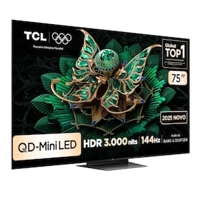 Miniatura Smart TV 75" TCL 75C7K 4K QD-Mini Led 144Hz com Sistema Operacional Google TV