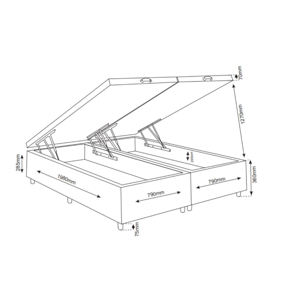 Miniatura Base Box Baú Queen Ibiza 35cm 1,98m 1,58m Turkey Bege