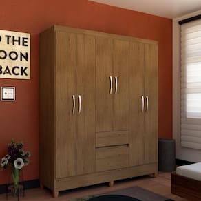 Miniatura Guarda-Roupa Casal Bartira New Brusque 6 Portas 2 Gavetas Pintura UV Avelã