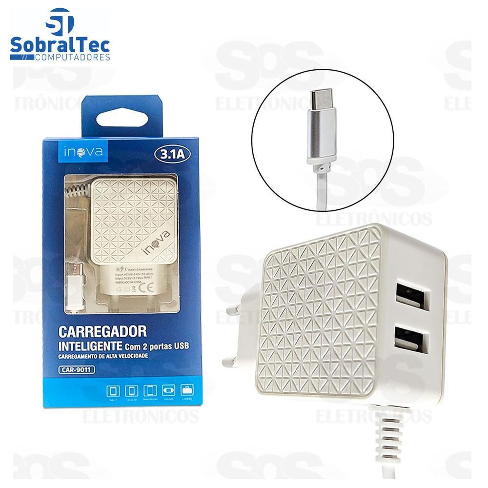 Miniatura Carregador Inteligente Com 2 Portas Usb Inova 3.1A- Car-9011