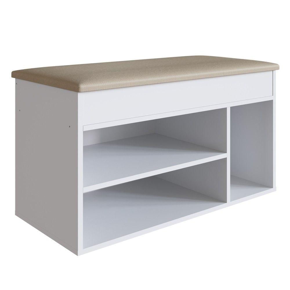 Miniatura Banco Sapateira Baú Sp080 Madeira Branco - Completa Móveis