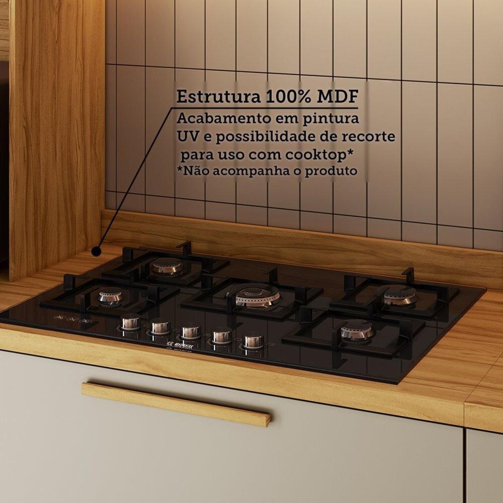 Balcão 80cm 1 Porta 1 Gaveta 100% Mdf Espresso Móveis Estônia Amêndoa/Off White