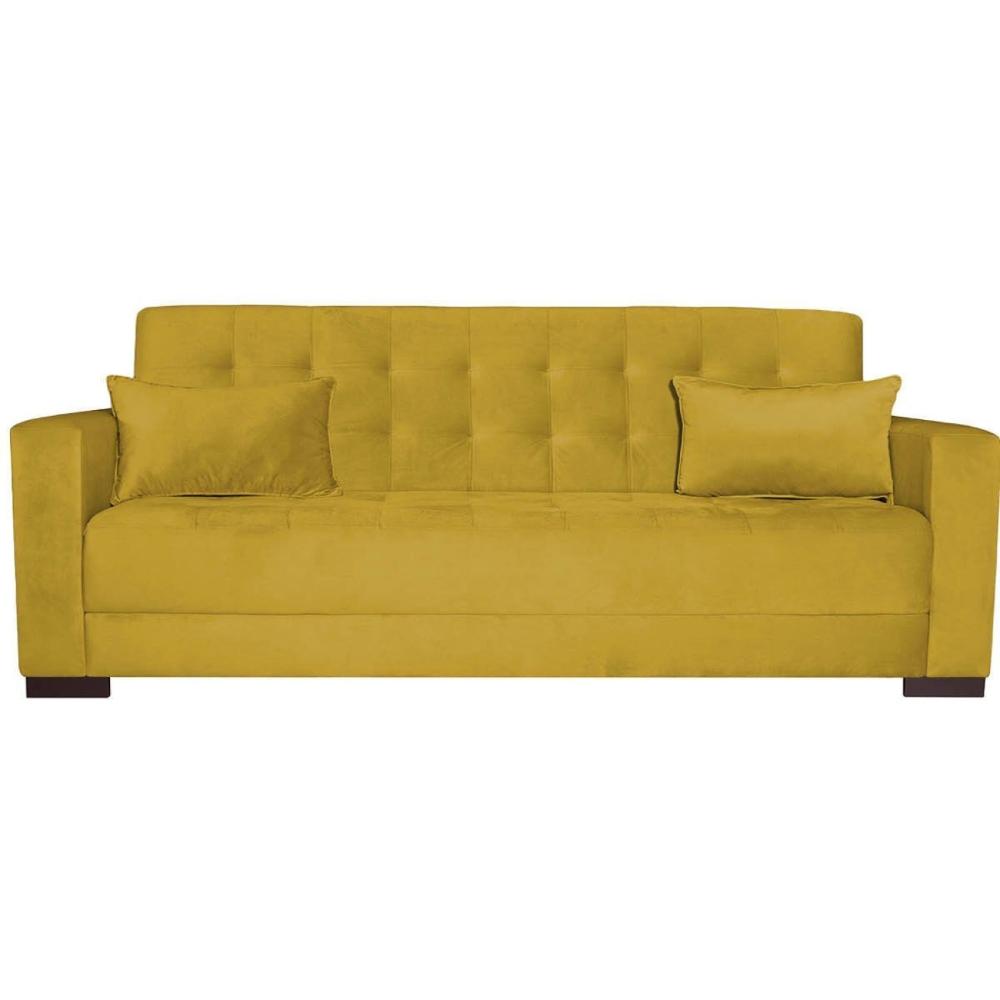 Miniatura Sofá Cama 3 Lugares Suede Ipanema Amarelo
