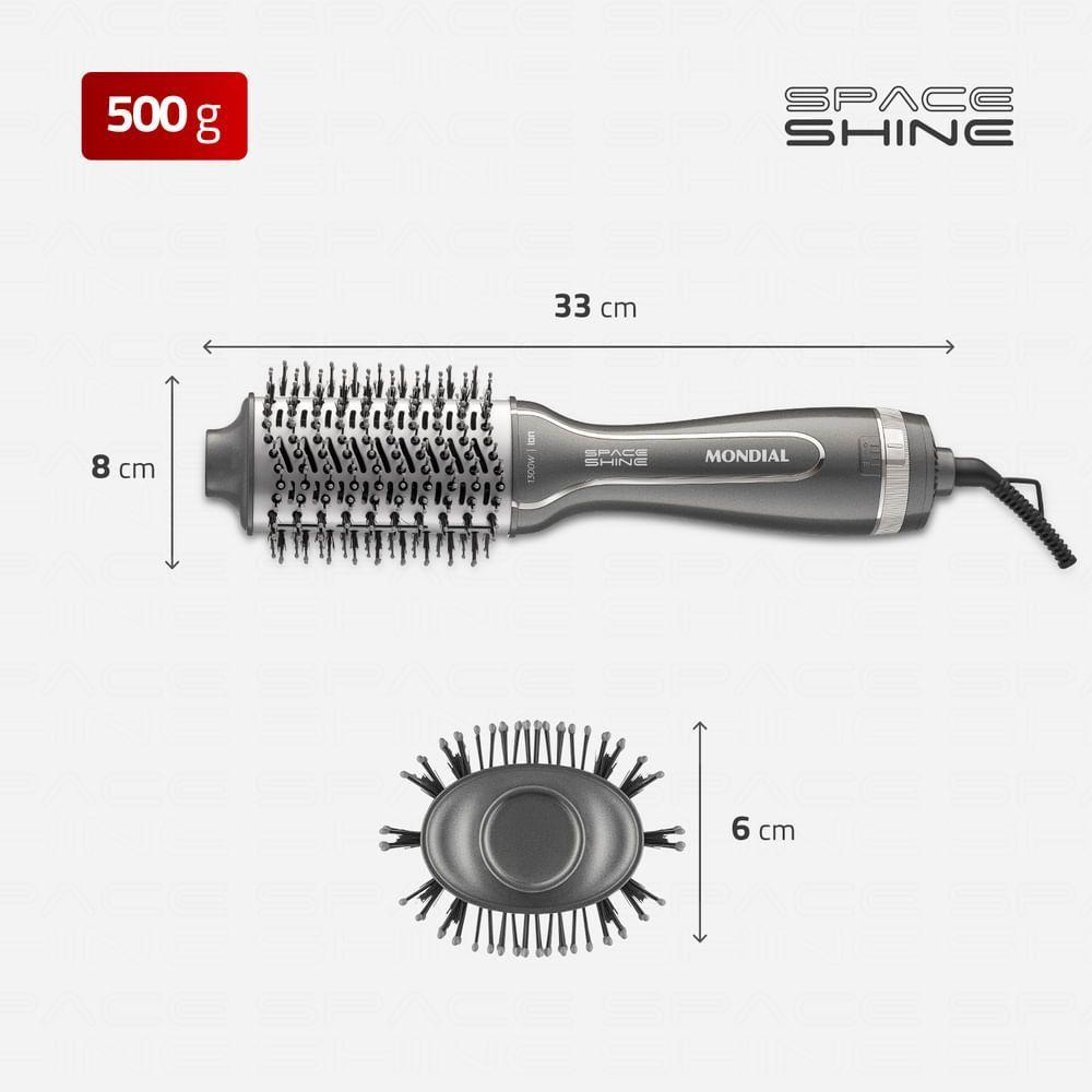Miniatura Escova Secadora Space Shine Mondial Grafite 1300W ES-20 Bivolt