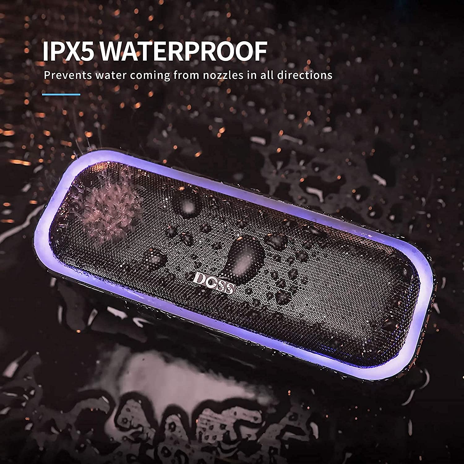 Miniatura DOSS Caixa de Som Bluetooth sem Fio Portátil à Prova dÁgua IP X5 20W até 20H Preta