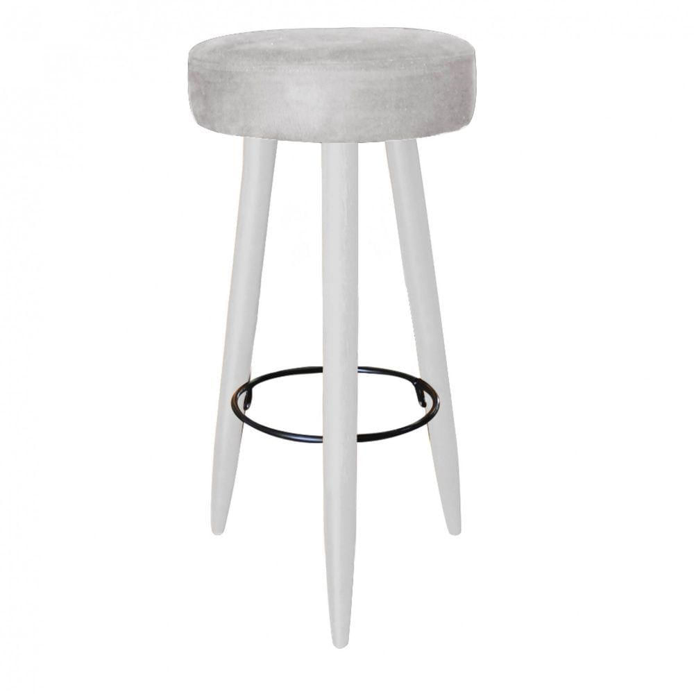 Miniatura Banqueta Alta Lia Para Cozinha Bar Balcão Bistrô Pé Palito Branco Corino Branco