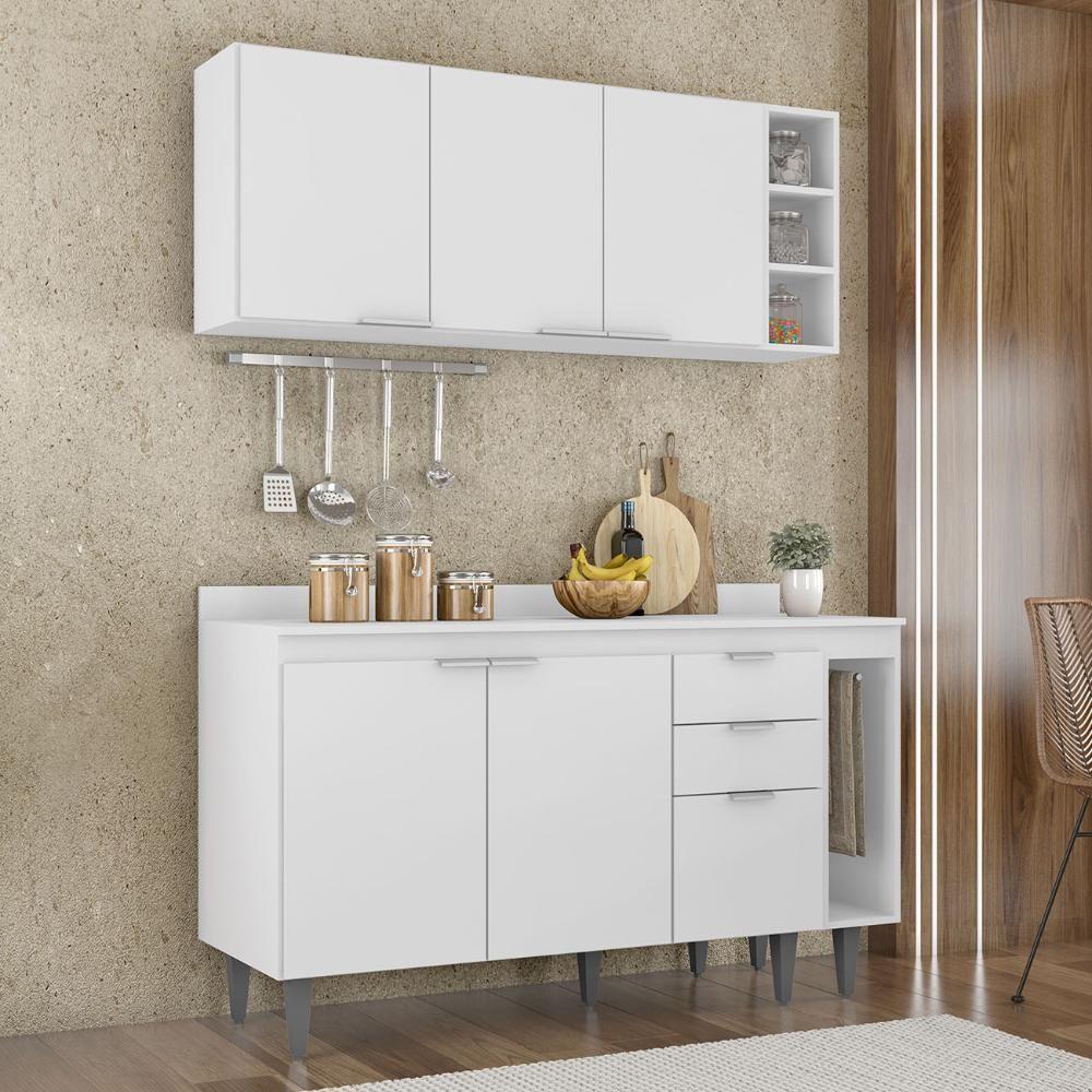 Miniatura Armário De Cozinha Com Tampo Cp08 140cm Pérola Branco Z34 - Mpozenato