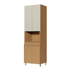 Miniatura Paneleiro Nesher Simone Mendes em MDF 15mm com 4 Portas, 1 Gaveta e 3 Prateleiras - 70cm de largura - Carvalho/Greige