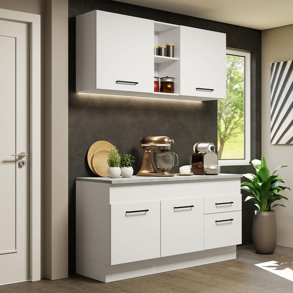 Miniatura Armário de Cozinha Compacta 150cm Branco Agata Madesa 01 Branco