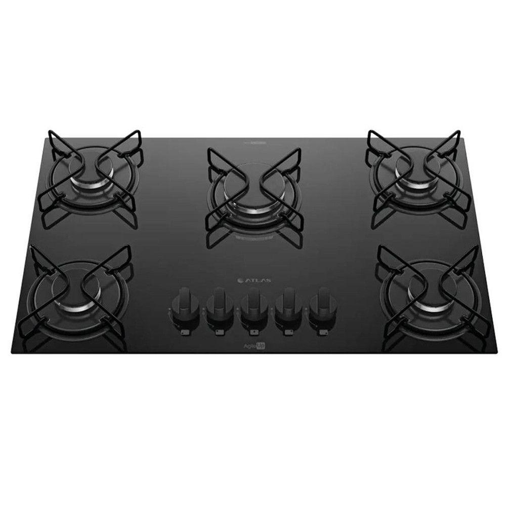 Miniatura Cooktop 5 Bocas Agile Up Acendimento Automático Atlas Preto Bivolt