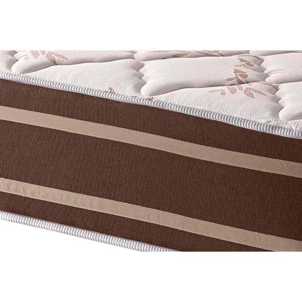 Cama Box Baú Queen: Colchão Molas Anjos Superlastic Duo Sono +Base Crc Courano Brown(158X198)