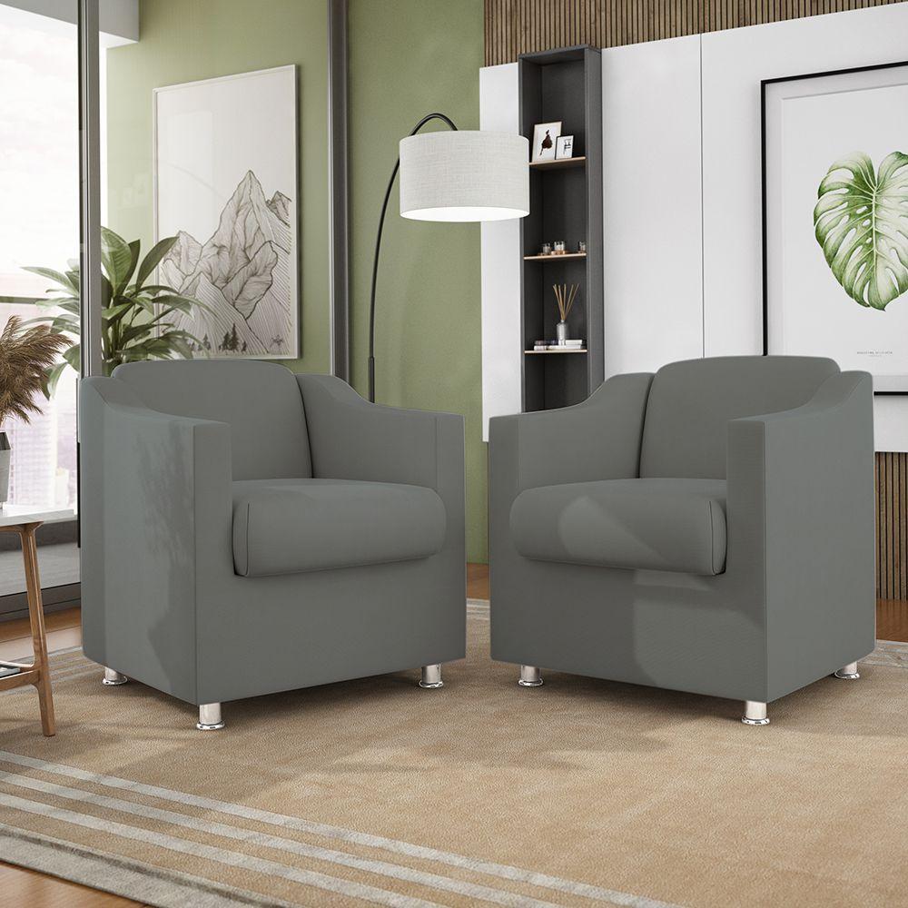 Miniatura Kit 10 Poltronas Tilla Consultório Recepção Suede Balaqui Decor Cor:cinza