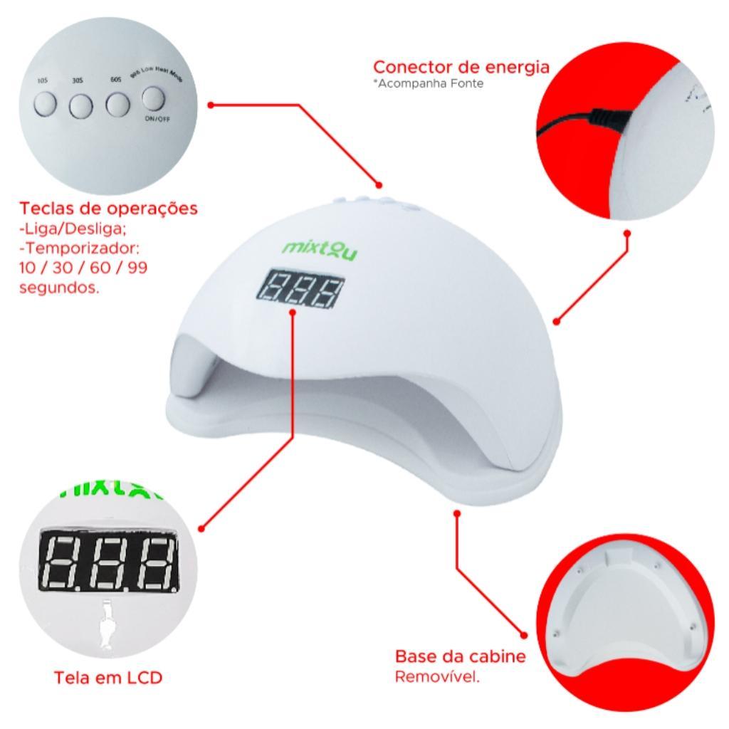 Miniatura Cabine Led/Uv Bivolt Unhas Profissional Seca Gel Cor Branco