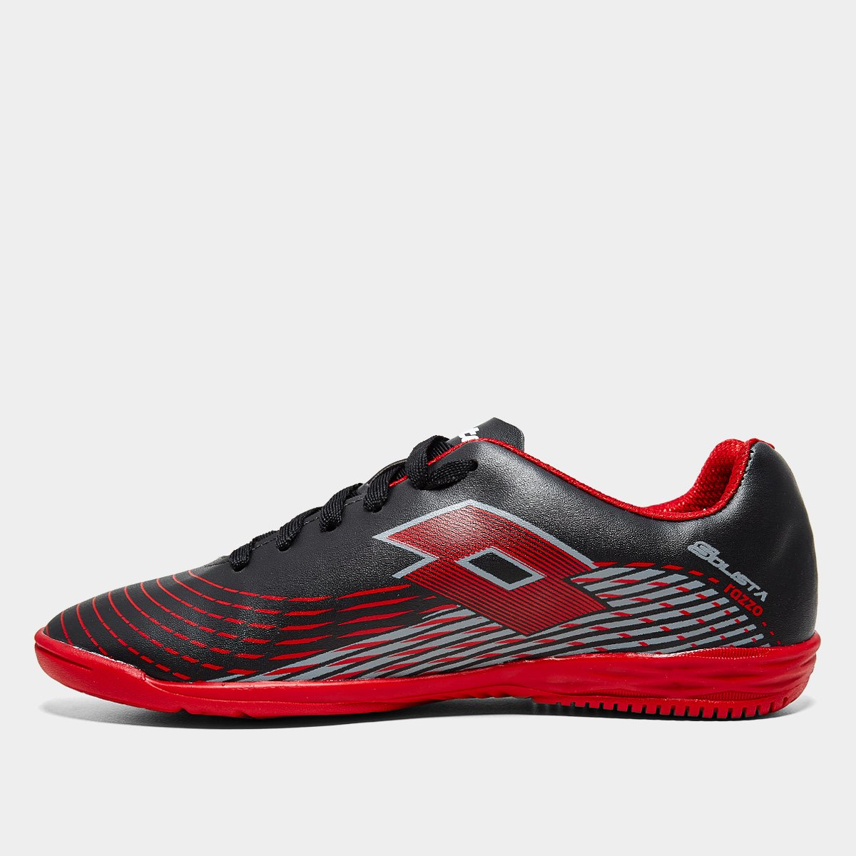 Chuteira Futsal Lotto Solista Razzo Unissex Preto+Vermelho - 37