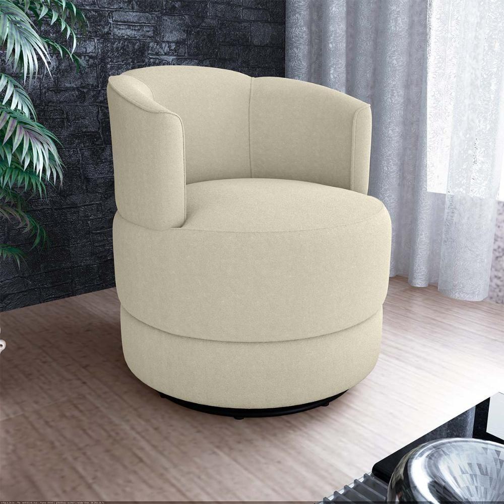 Miniatura Poltrona Decorativa Giratória Base De Ferro Marselha Matrix Boucle Bege