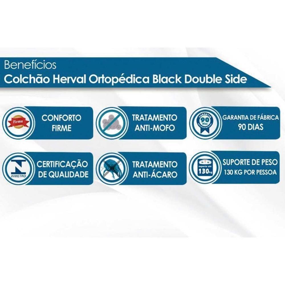 Cama Box Baú Queen: Colchão Anatômico Herval D45 / Ag65 Black Double Face + Base Black(158X198)