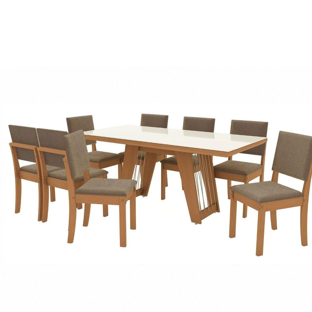 Miniatura Conjunto Mesa Dalia com 8 Cadeiras 82x180x90 Cm Canela/Fendi