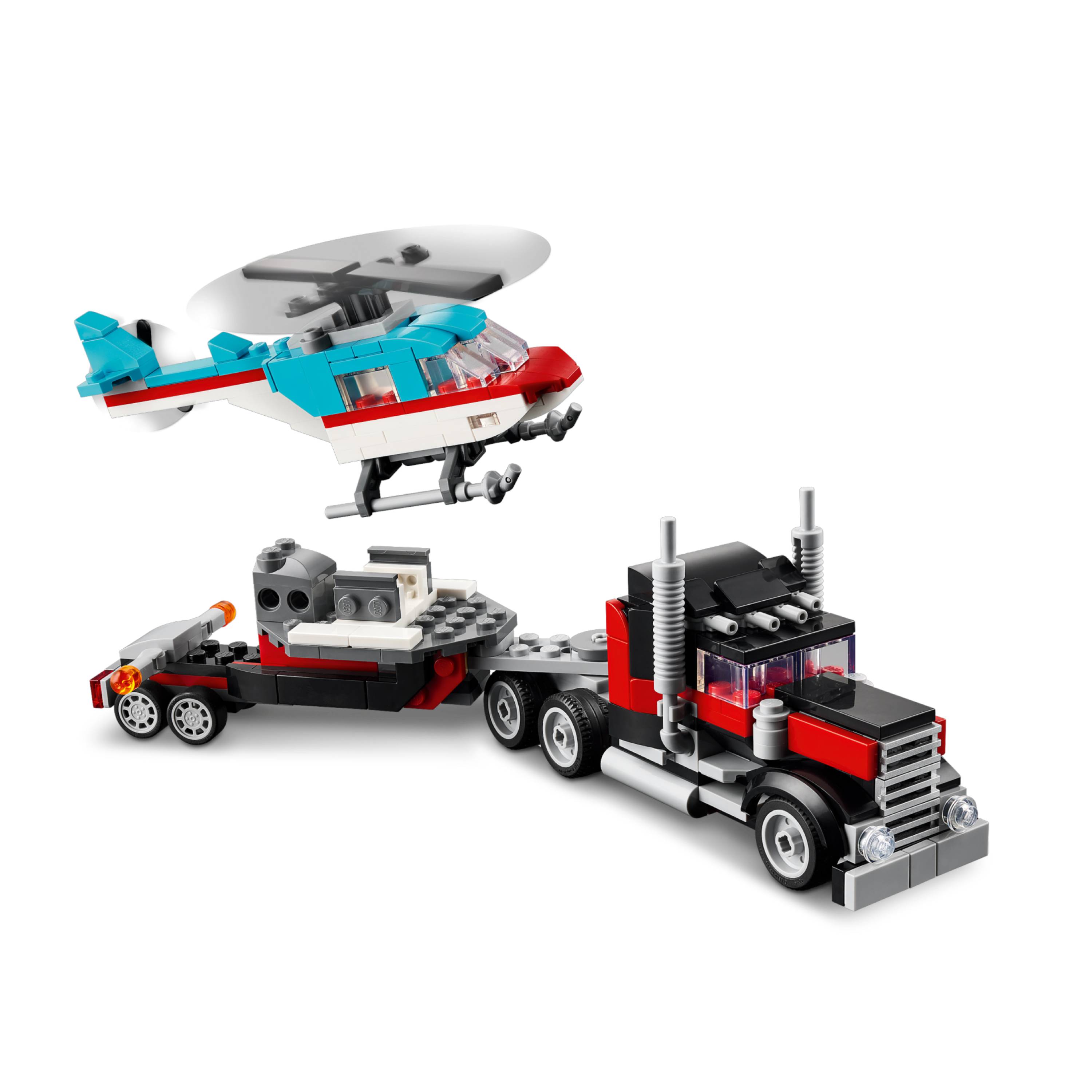 Miniatura LEGO City - Caminhão Plataforma com Helicóptero