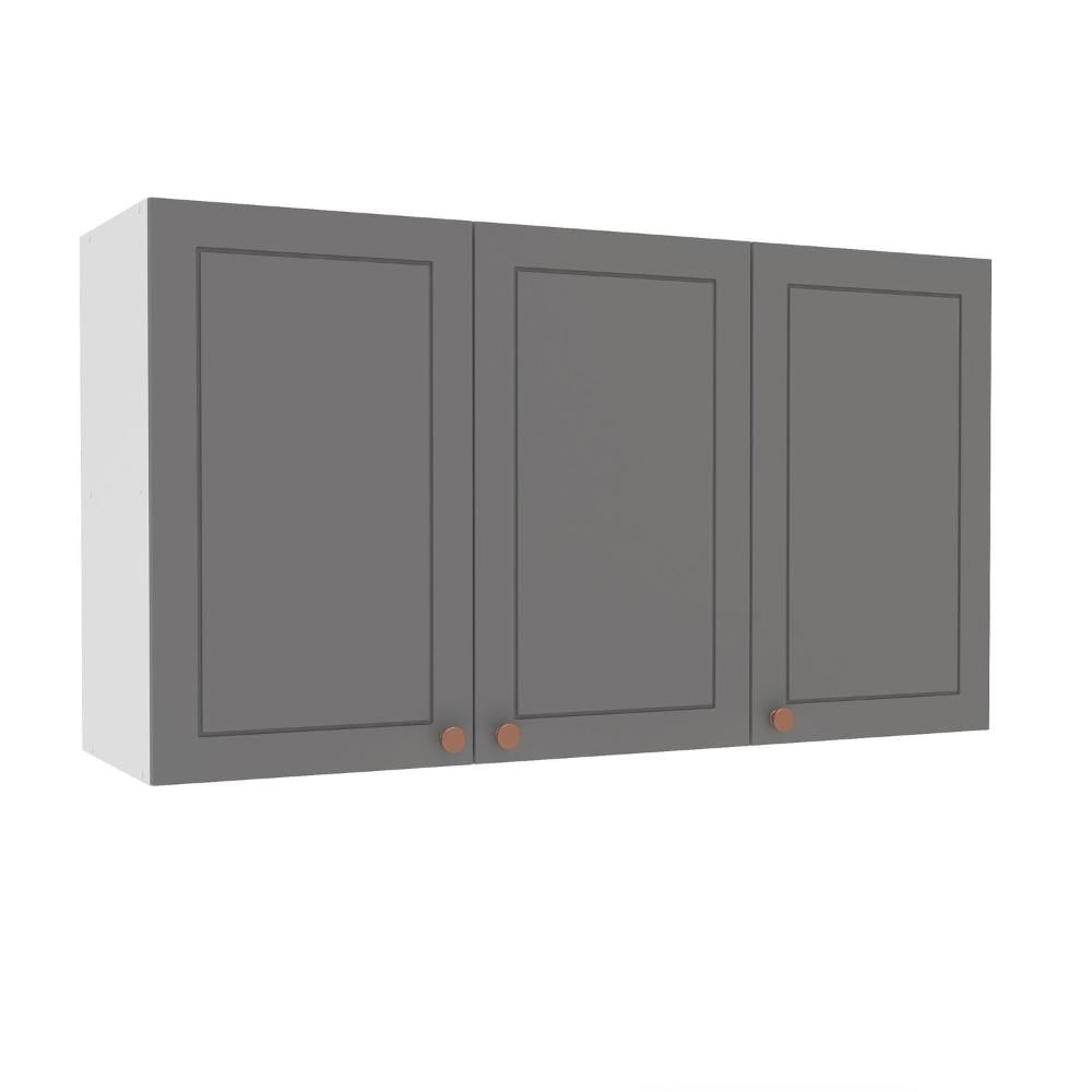 Miniatura Armário Aéreo 3 Portas 120 Cm Pérola Yescasa Branco / Cinza
