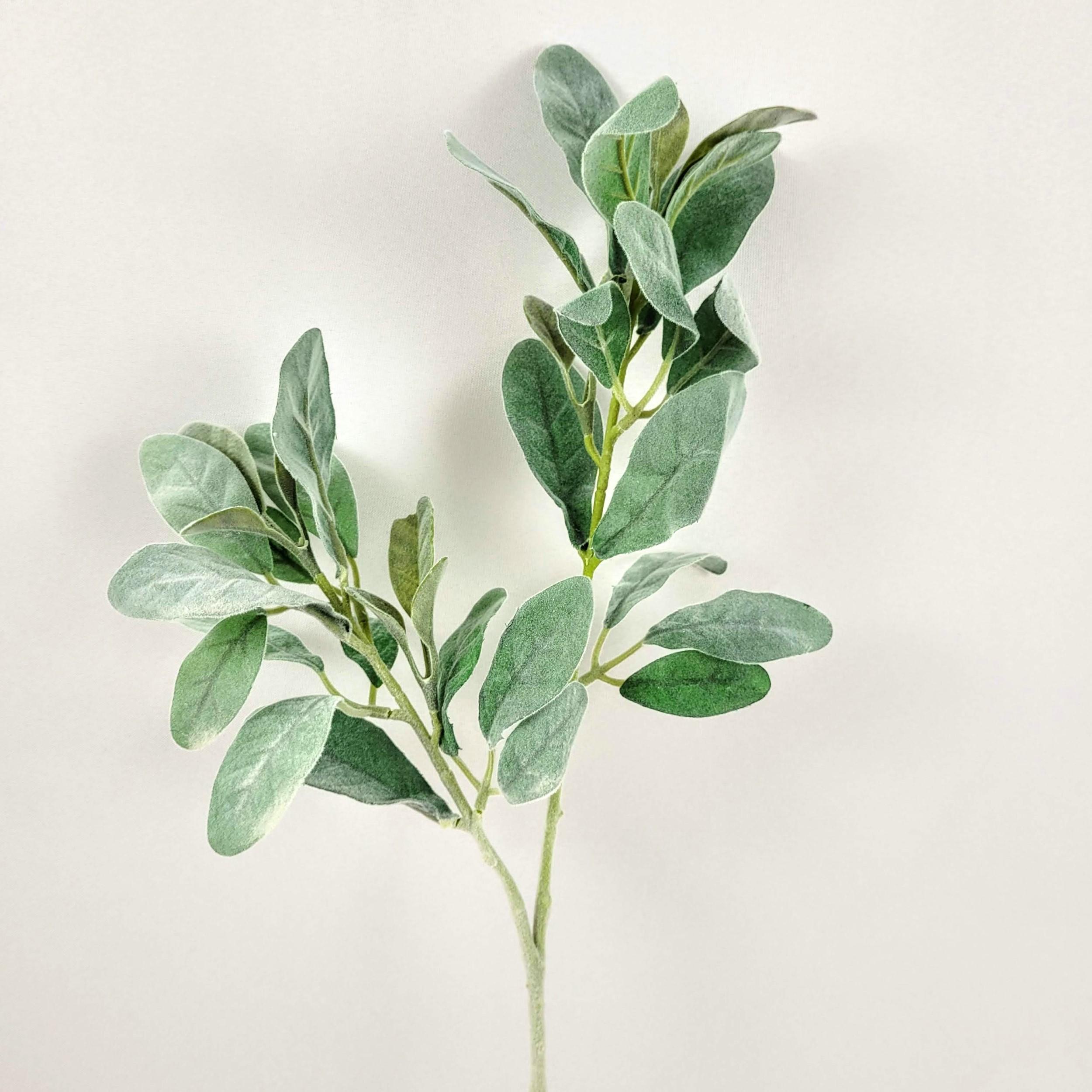 Miniatura Folha De Orelha De Cordeiro Flocada 73Cm Planta Artificial G