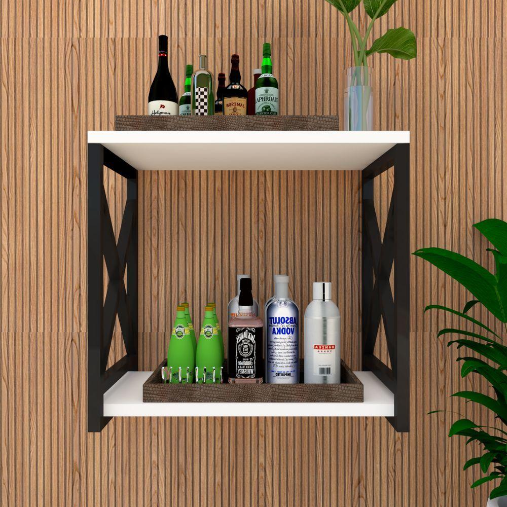 Miniatura Adega Bar Industrial Para Bebidas Prateleira Dupla Branco
