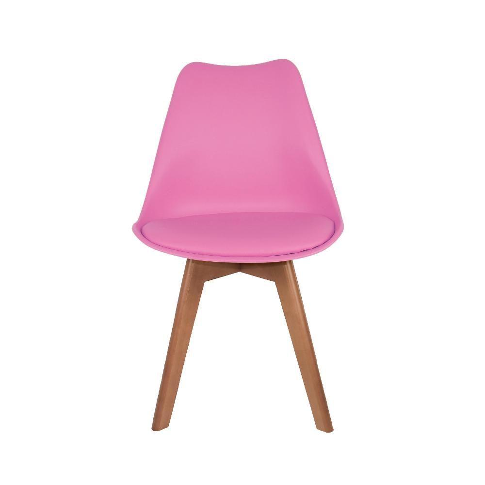 Miniatura Conjunto Mesa De Jantar Luiza 80cm Preta Com 4 Cadeiras Leda Pé Escuro - Rosa