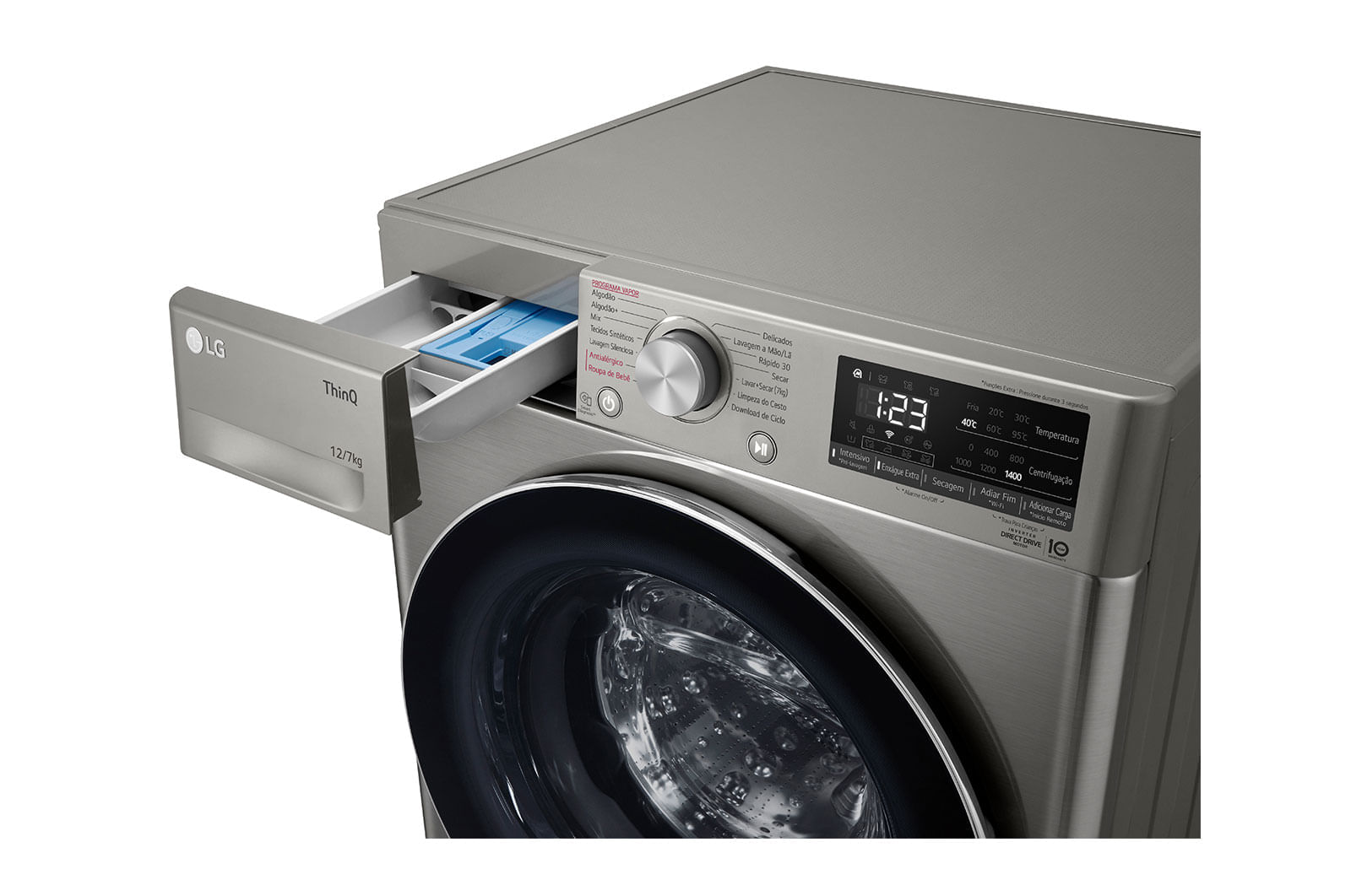 Lava e Seca LG Smart VC4 12kg Inox Look com Inteligência Artificial AIDD™ (CV5012PC4A) - 220v
