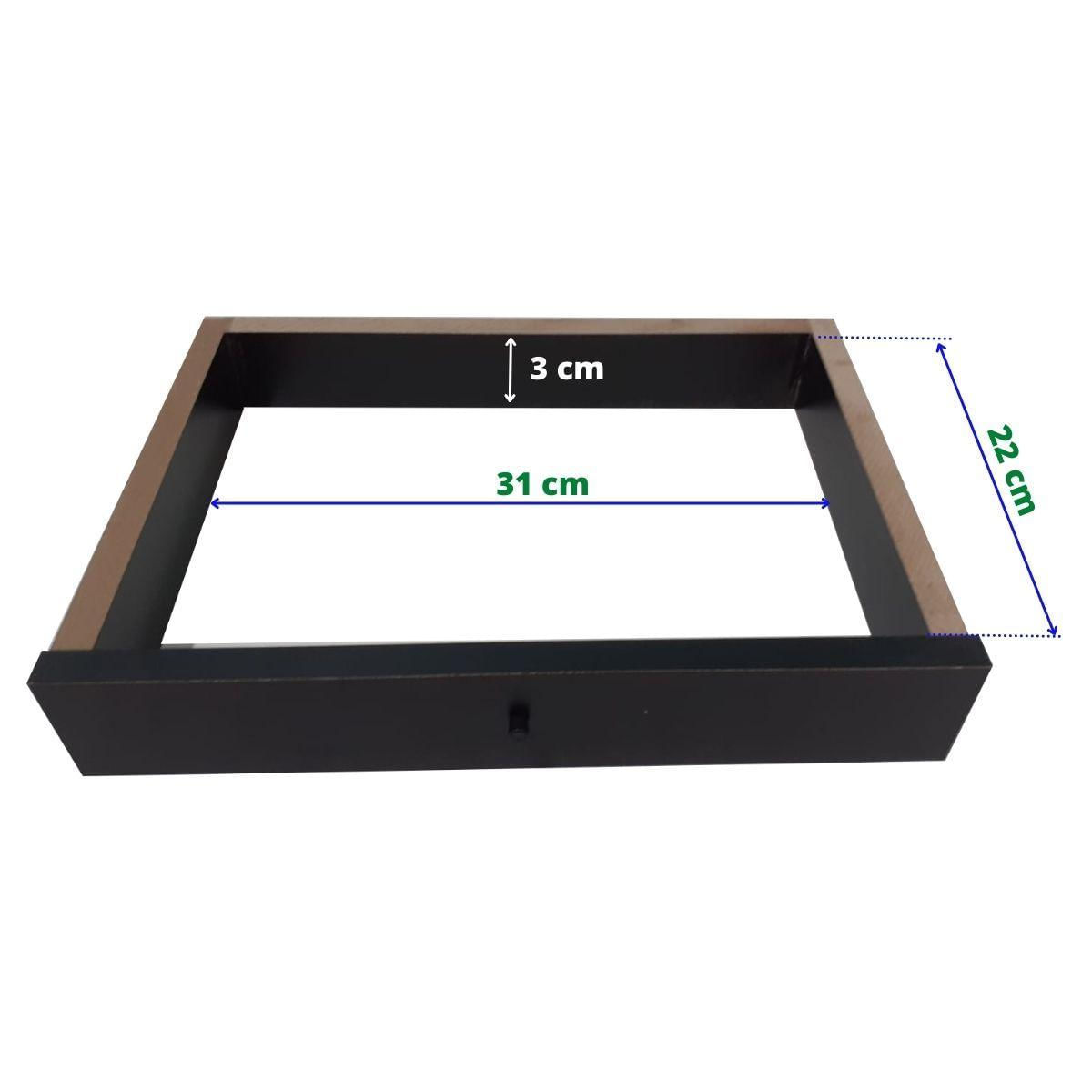 Miniatura Suporte Monitor Mdf 2 Gavetas Chave Cofre Preto