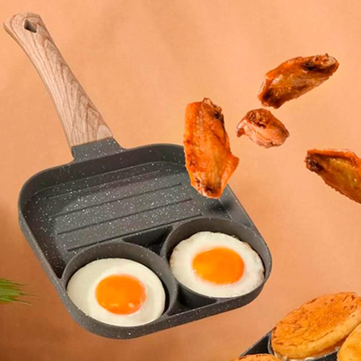 Miniatura Frigideira 3 Em 1 Antiaderente Para Ovos Carnes E Hambúrguer