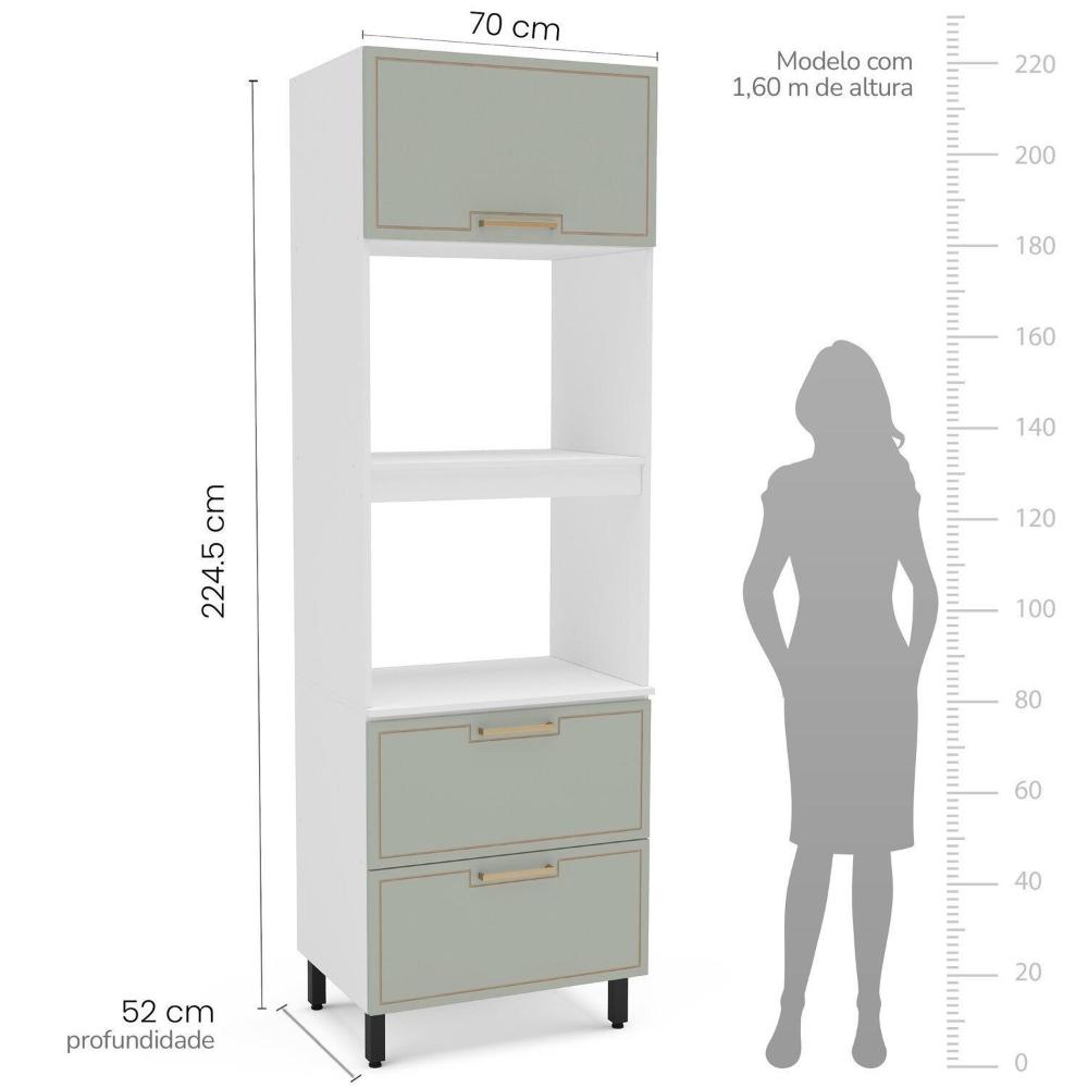 Cozinha Completa 4 Peças 224,5cm X 270cm Amara Branco/Verde Oliva